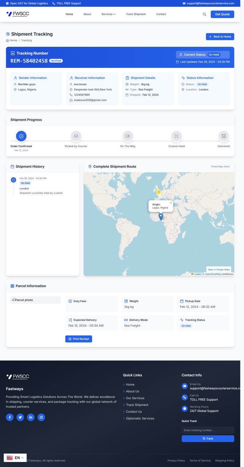 Courier Shipping PHP Website with Payment Gateway 3